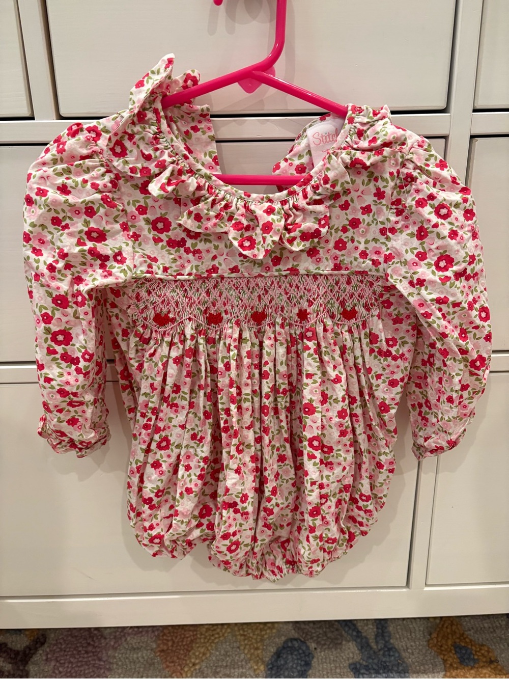 Floral and Heart Smocked Bubble
